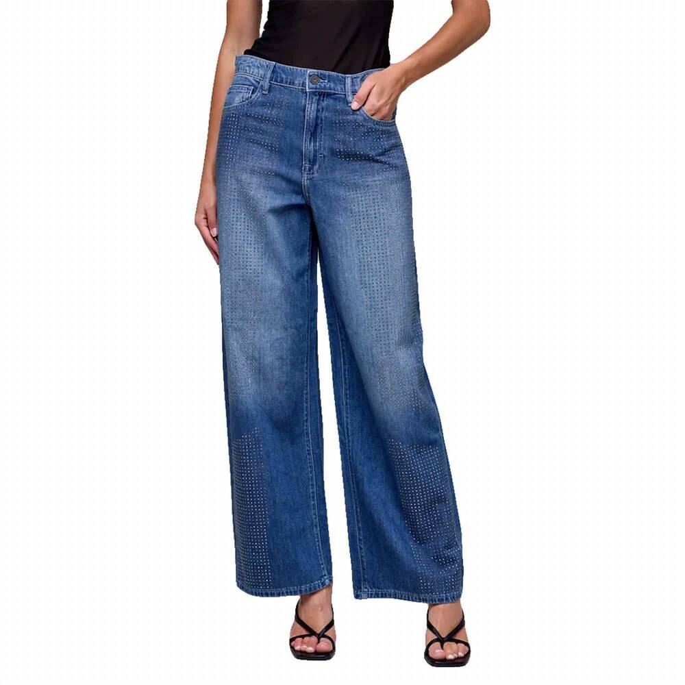 NEW HIDDEN alyx rhinestone oversized baggy jeans in medium wash